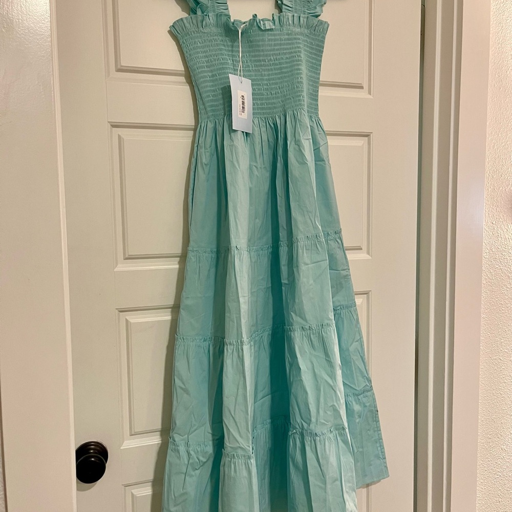 NWT Hill House Home Ellie nap dress in Bay Blue, smocked dress; size XS - Picture 3 of 13